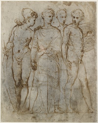 Recto: Four Standing Soldiers, WA1846.164 by Raffaello Sanzio Raphael